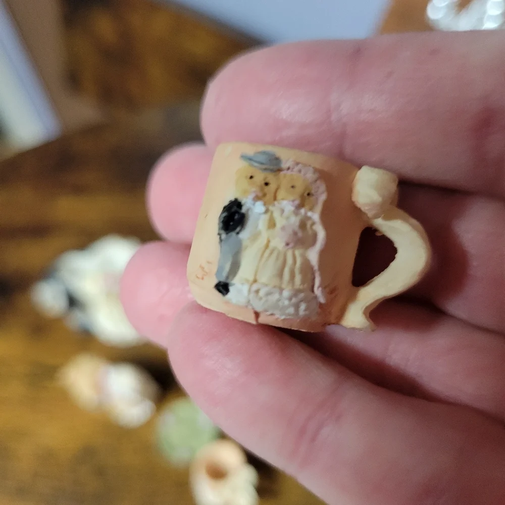 Vintage with tags Charming Bear Family mini tea Set -